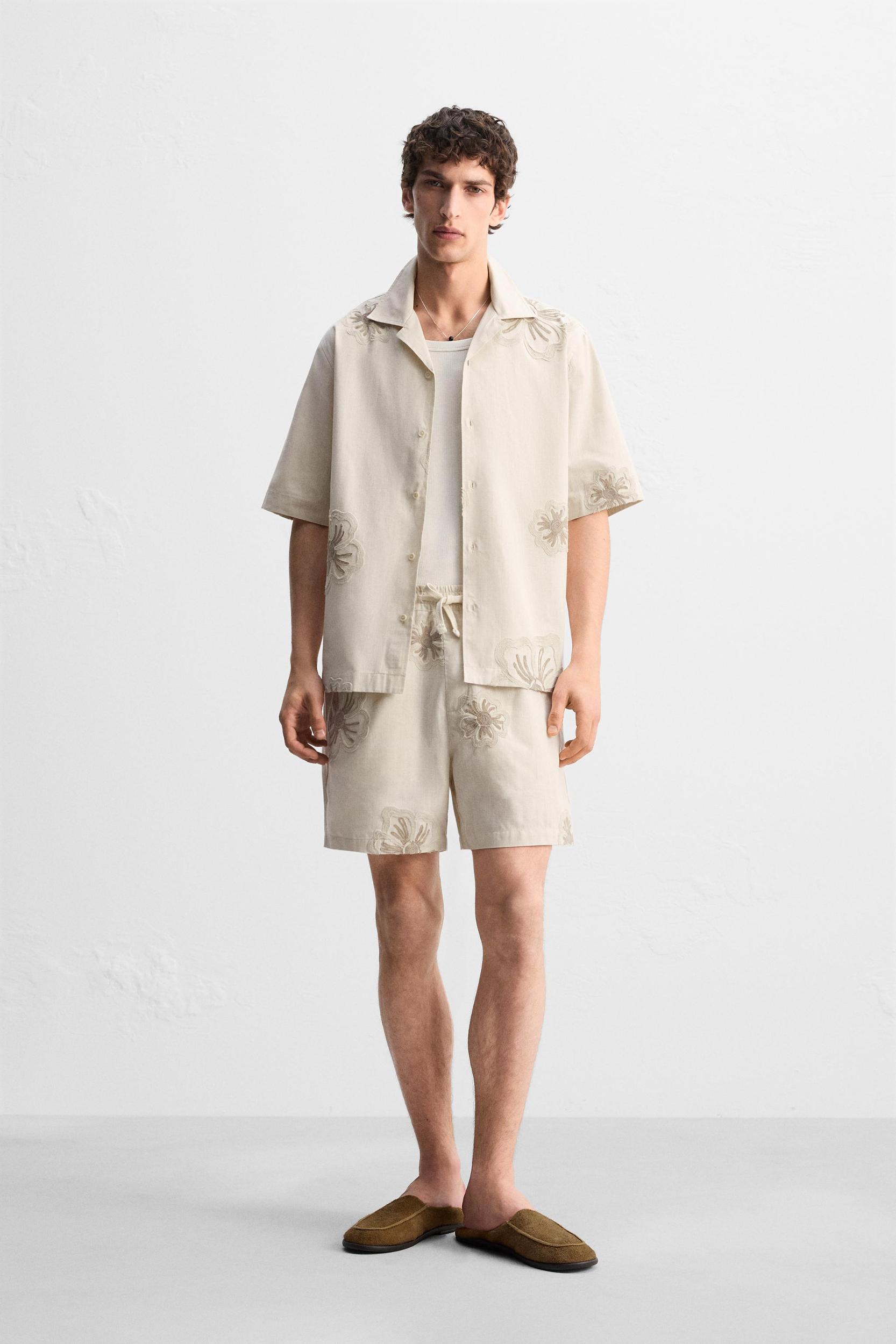 FLORAL EMBROIDERED SHORTS Product Image