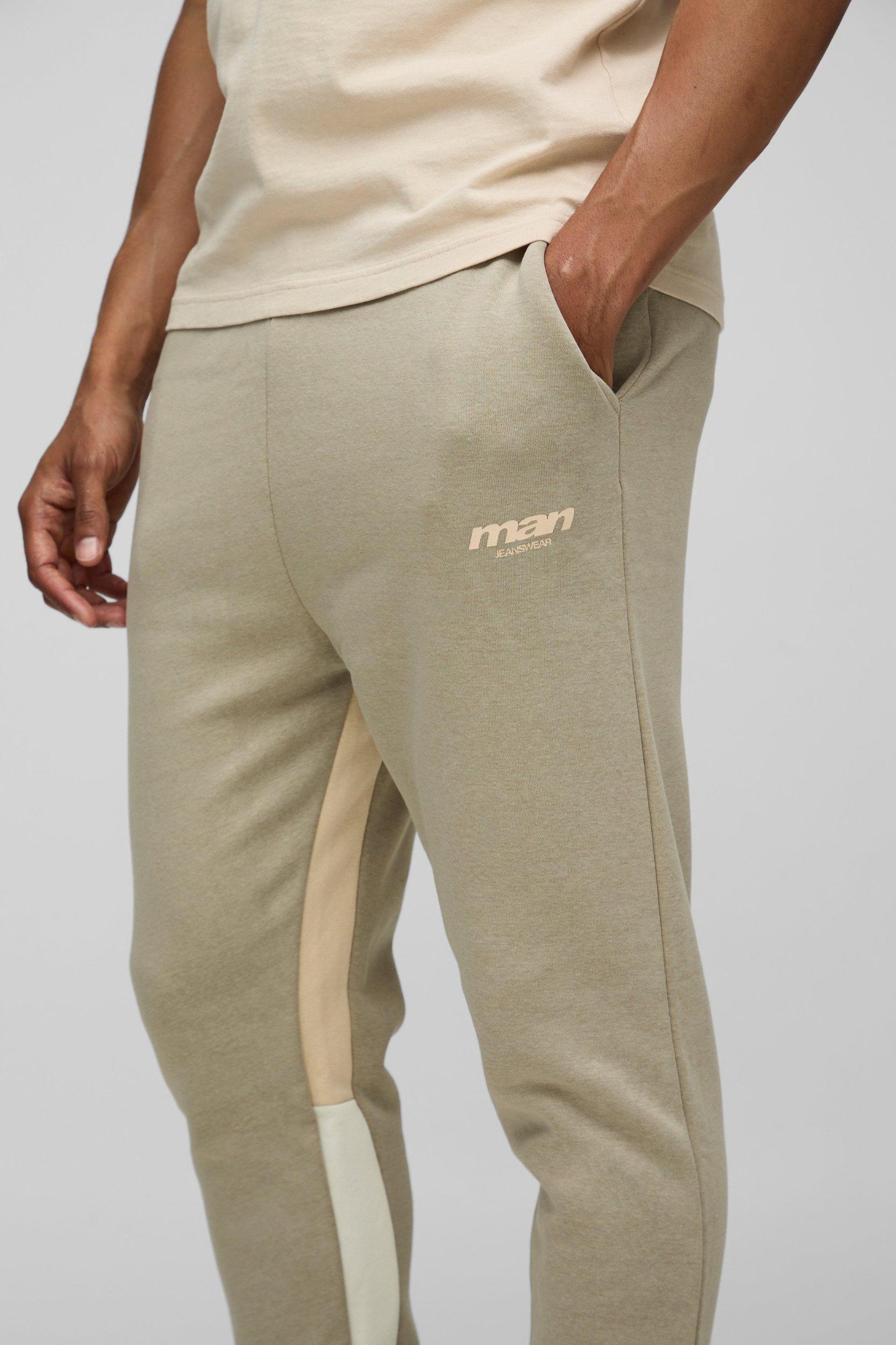 Slim Fit Man Colour Block Joggers | boohooMAN USA Product Image