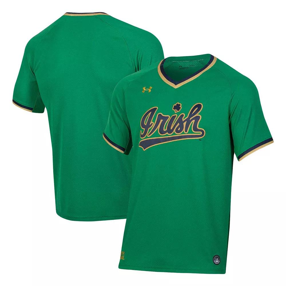 Men's Under Armour Green Notre Dame Fighting Irish Softball V-Neck Jersey,  Product Image