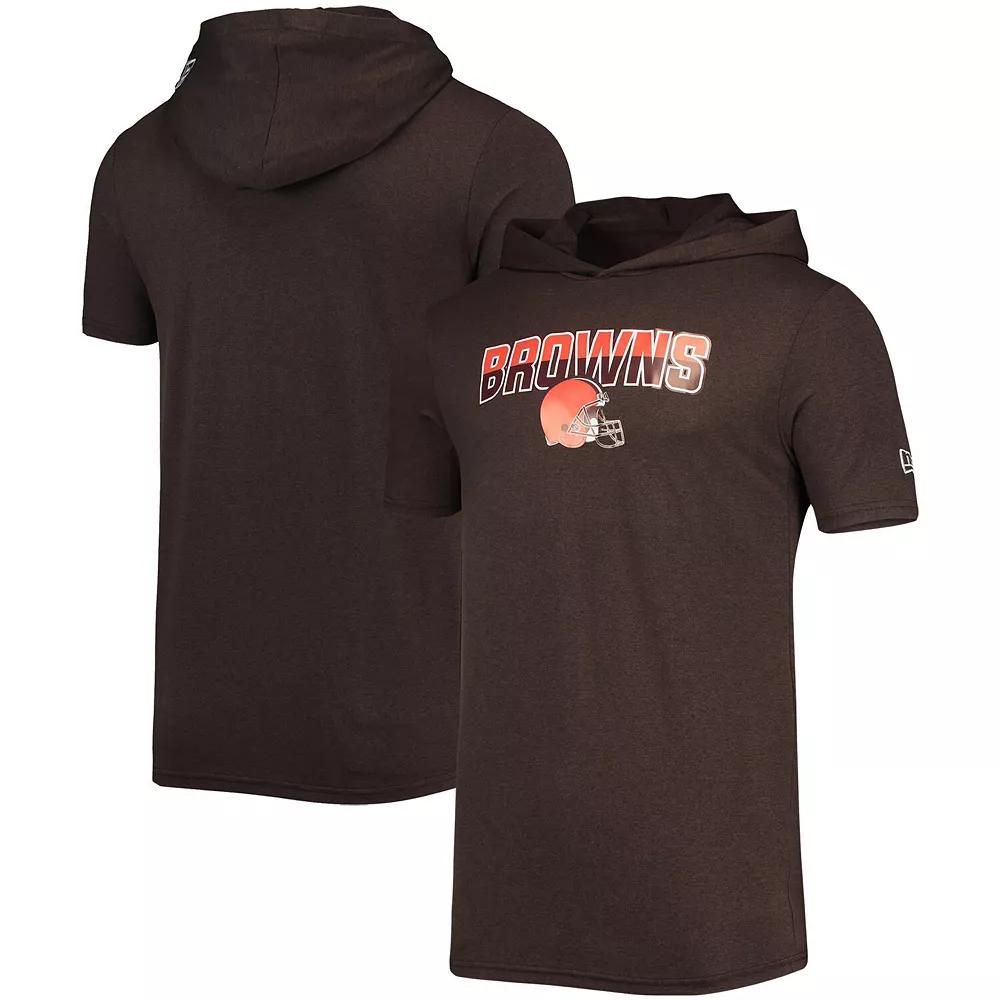 Men's New Era Heathered Brown Cleveland Browns Team Brushed Hoodie T-Shirt,  Product Image