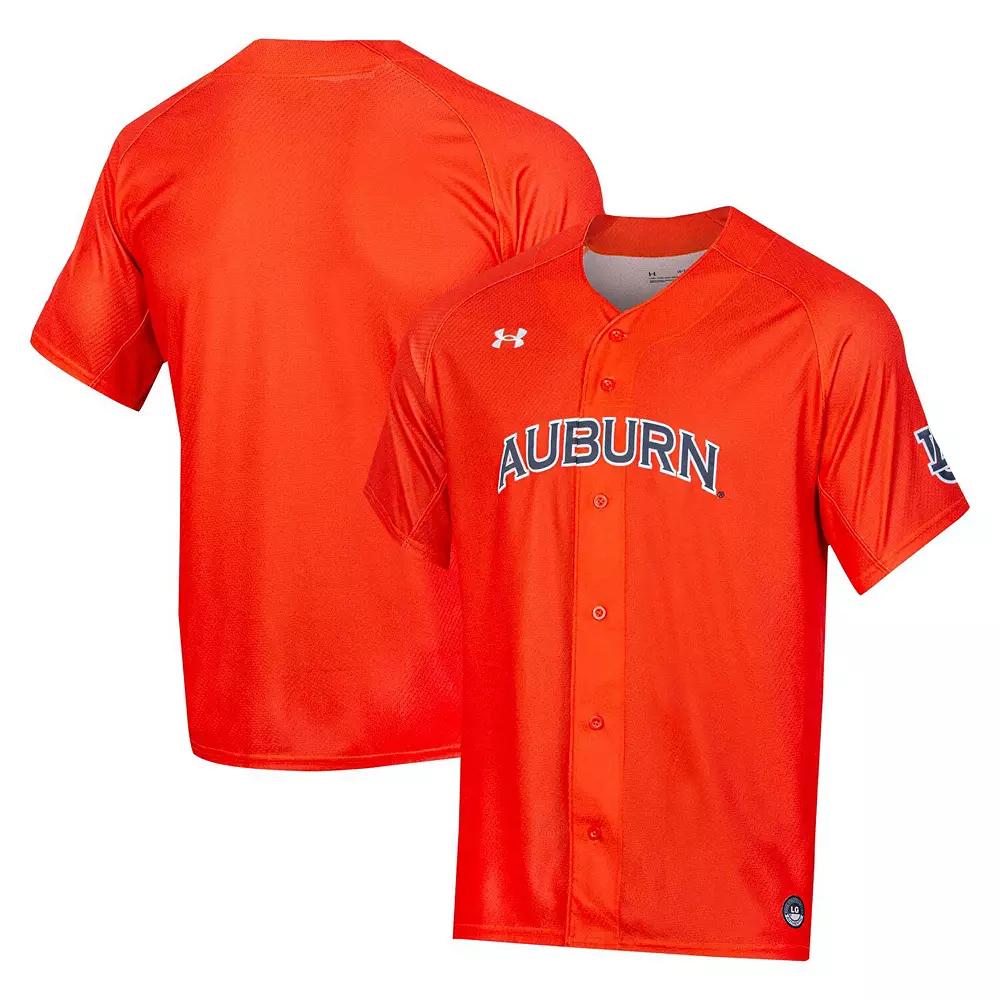 Men's Under Armour Orange Auburn Tigers Replica Full-Button Baseball Jersey, Size: Small Product Image
