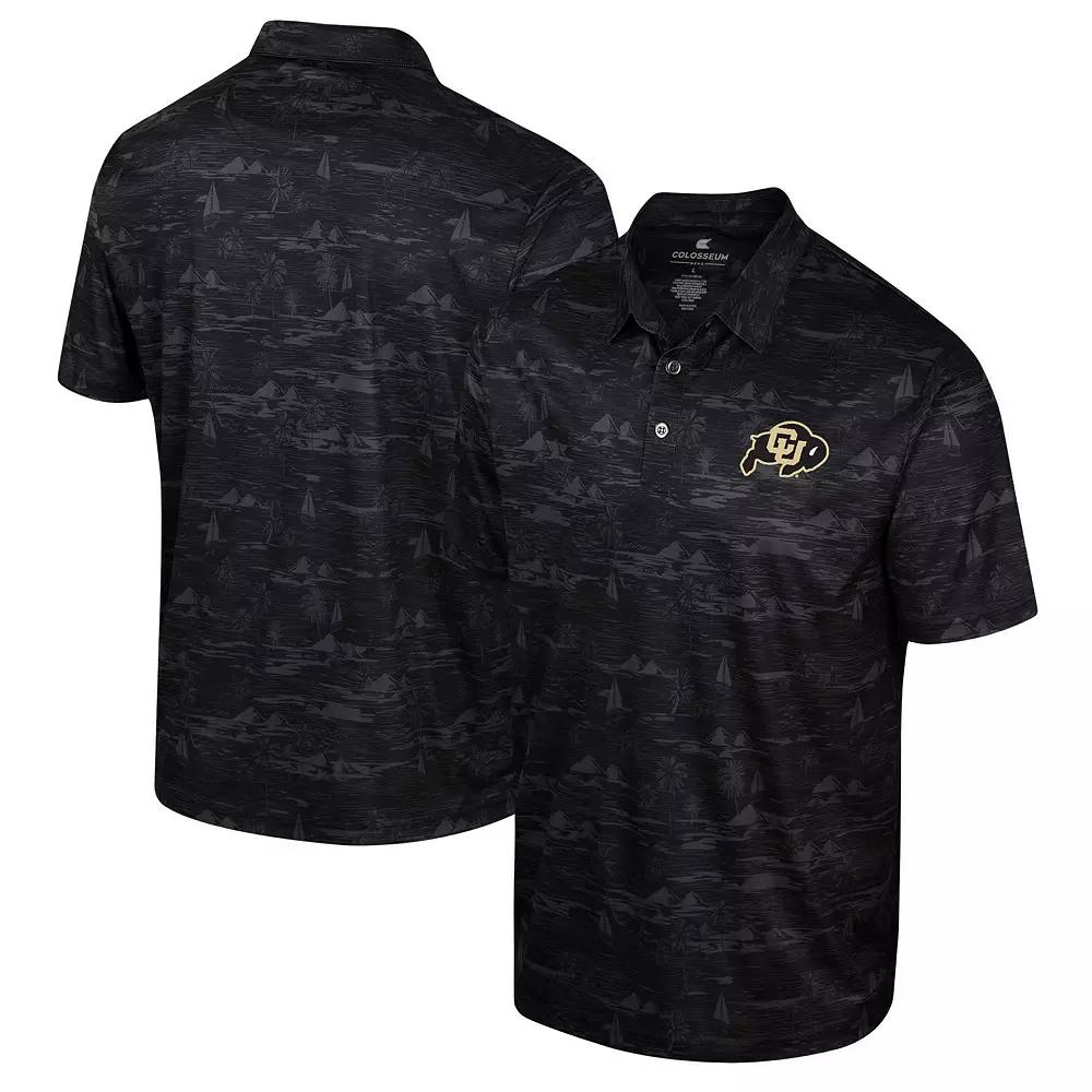 Men's Colosseum Black Colorado Buffaloes Daly Print Polo,  Product Image