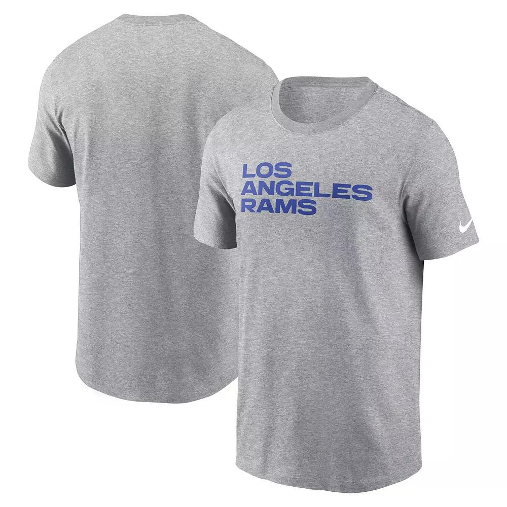 Men's Nike Heather Gray Los Angeles Rams Primetime Wordmark Essential T-Shirt,  Product Image