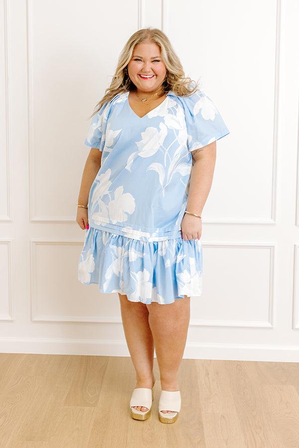 Serene Moment Floral Mini Dress in Sky Blue Curves Product Image