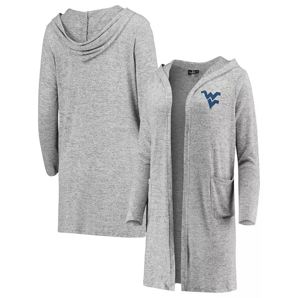 Women's Heathered Gray West Virginia Mountaineers Cuddle Soft Duster Tri-Blend Hooded Cardigan,  Product Image