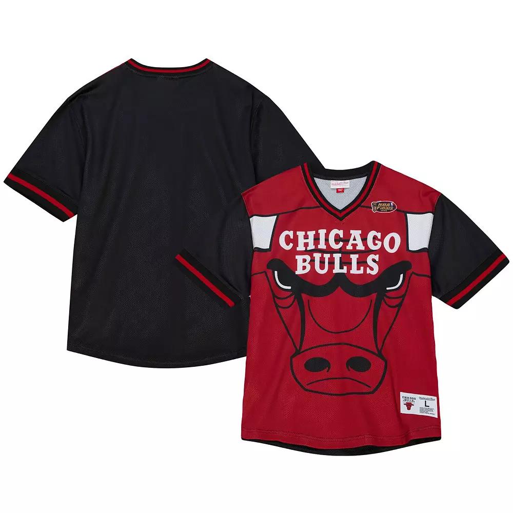 Men's Mitchell & Ness  Red Chicago Bulls Jumbotron 3.0 Mesh V-Neck T-Shirt, Size: XL Product Image