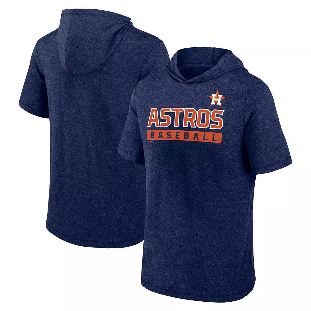 Men's Fanatics Heather Navy Houston Astros Push Short Sleeve Pullover Hoodie, Size: Medium, Blue Product Image