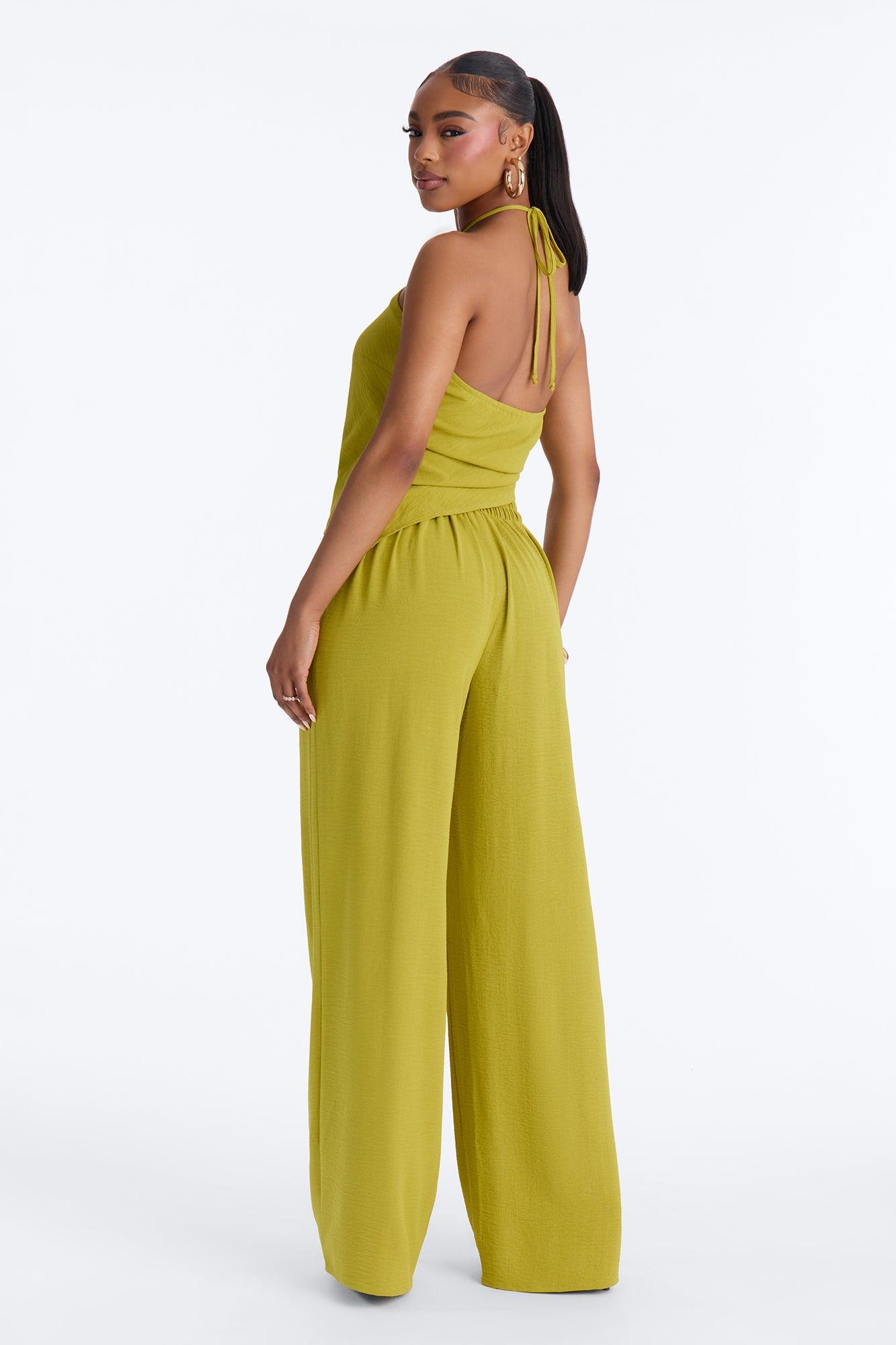 Jessica Hardware Halter Pant Set - Chartreuse Female Product Image