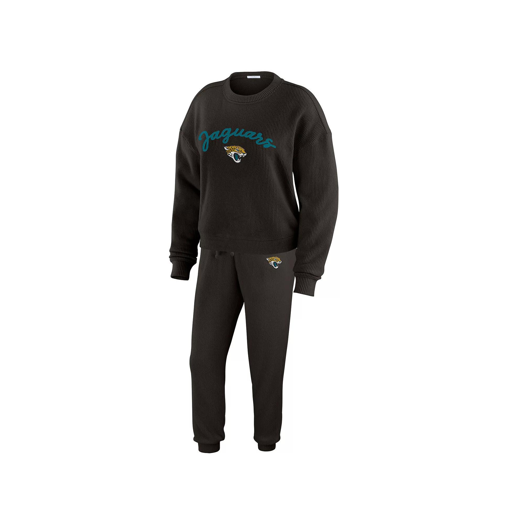 Women's WEAR by Erin Andrews Cream Las Vegas Raiders Knitted Tri-Blend Long Sleeve T-Shirt & Pants Lounge Set,  Product Image