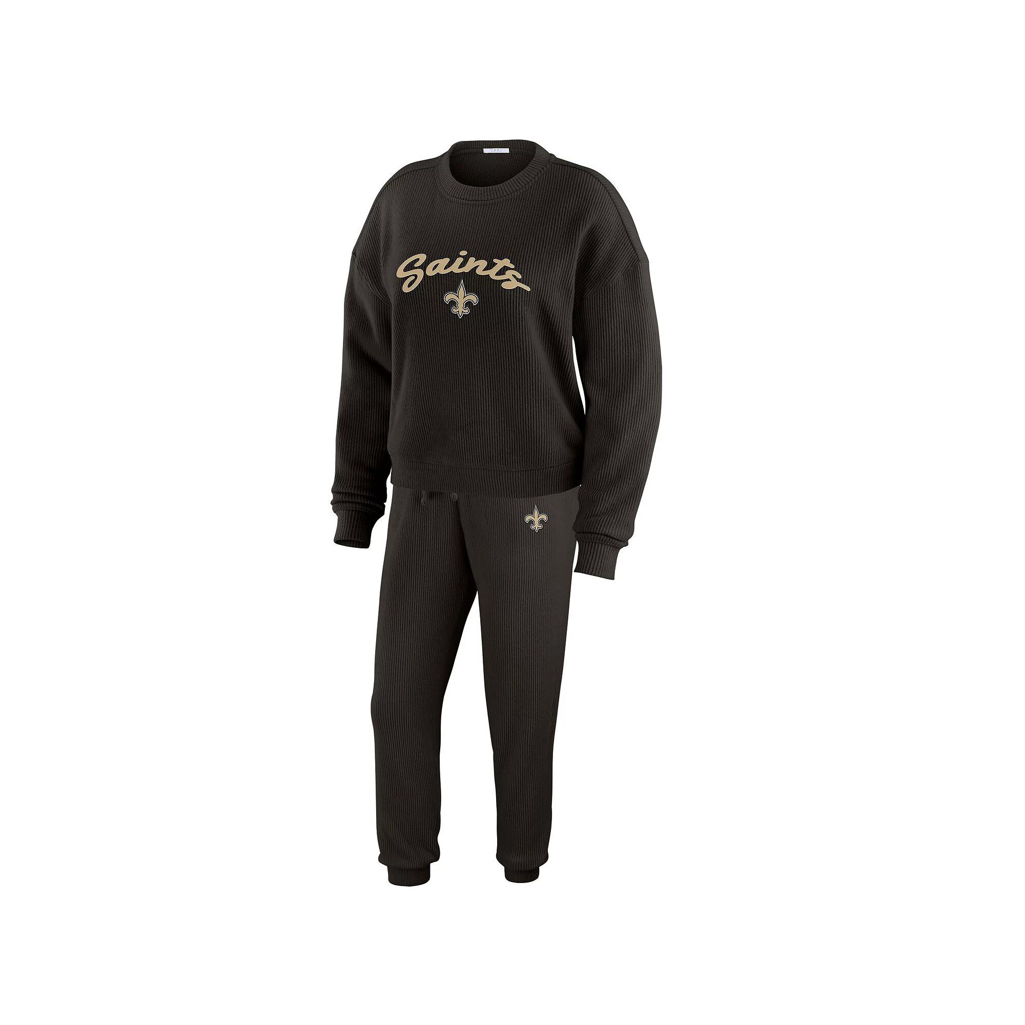 Women's WEAR by Erin Andrews Cream Arizona Cardinals Knitted Tri-Blend Long Sleeve T-Shirt & Pants Lounge Set,  Product Image