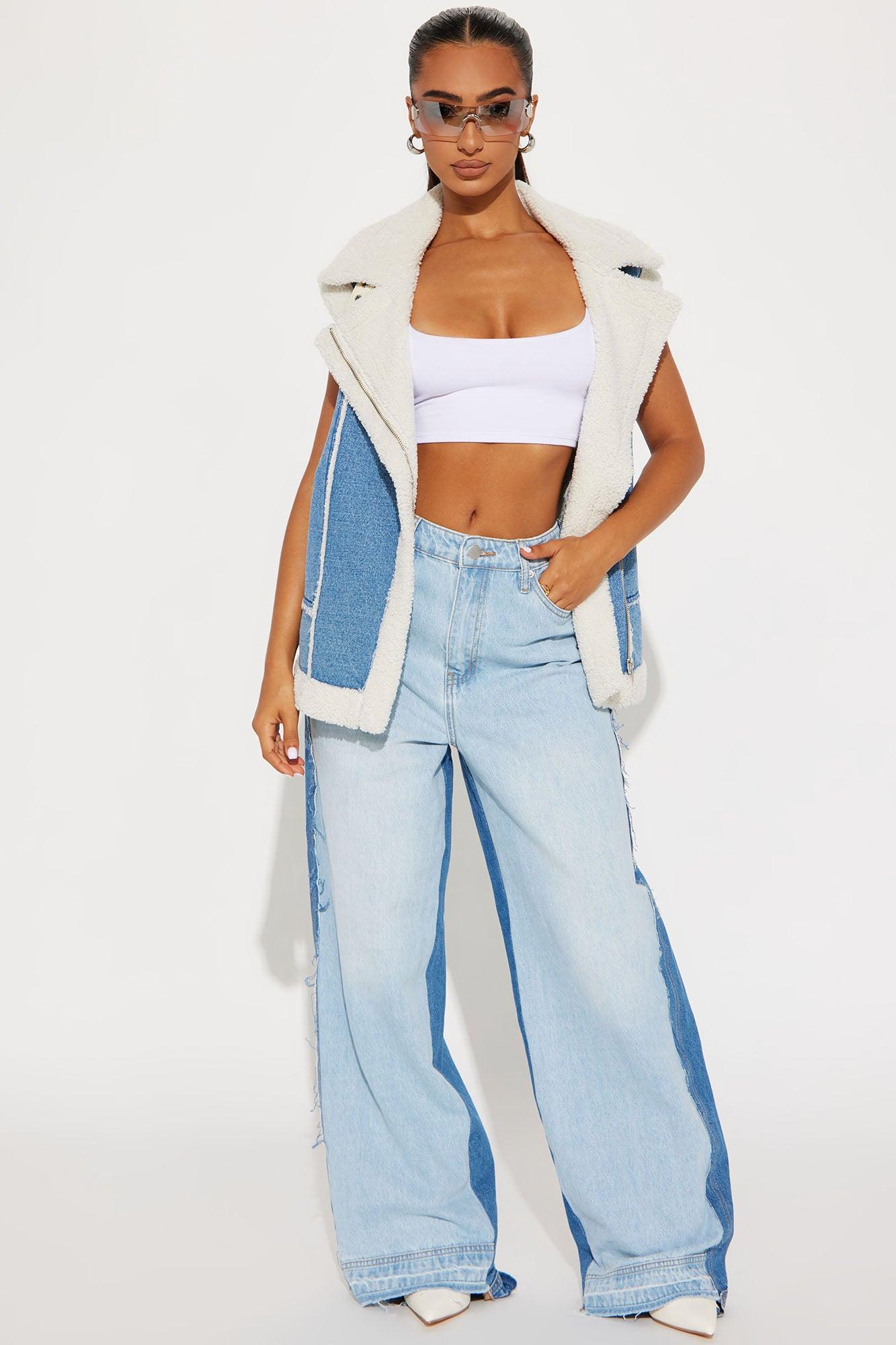 Wilderness Denim Shearling Vest - Light Wash Product Image