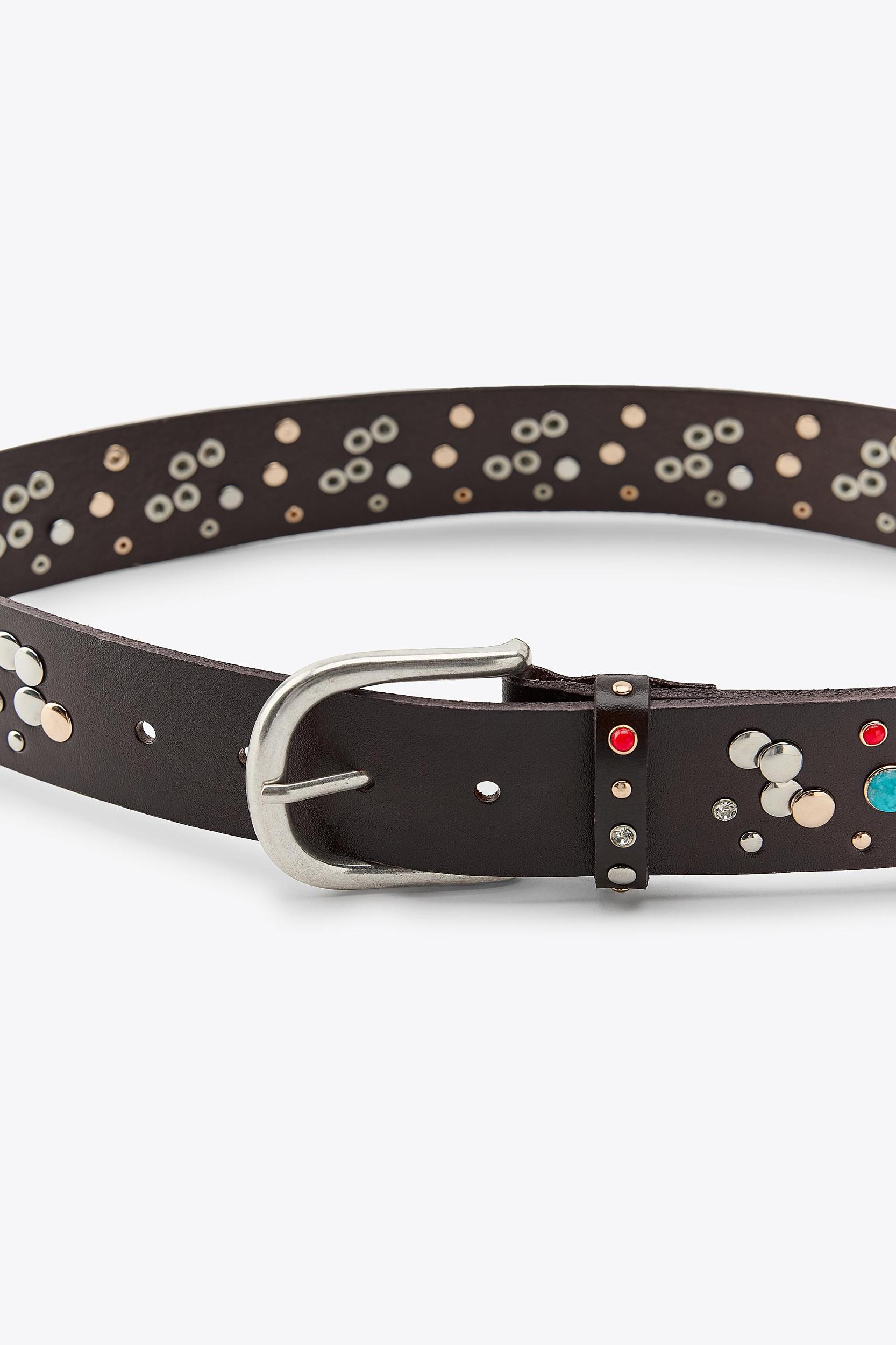 LEATHER BELT WITH STONES AND STUDS Product Image