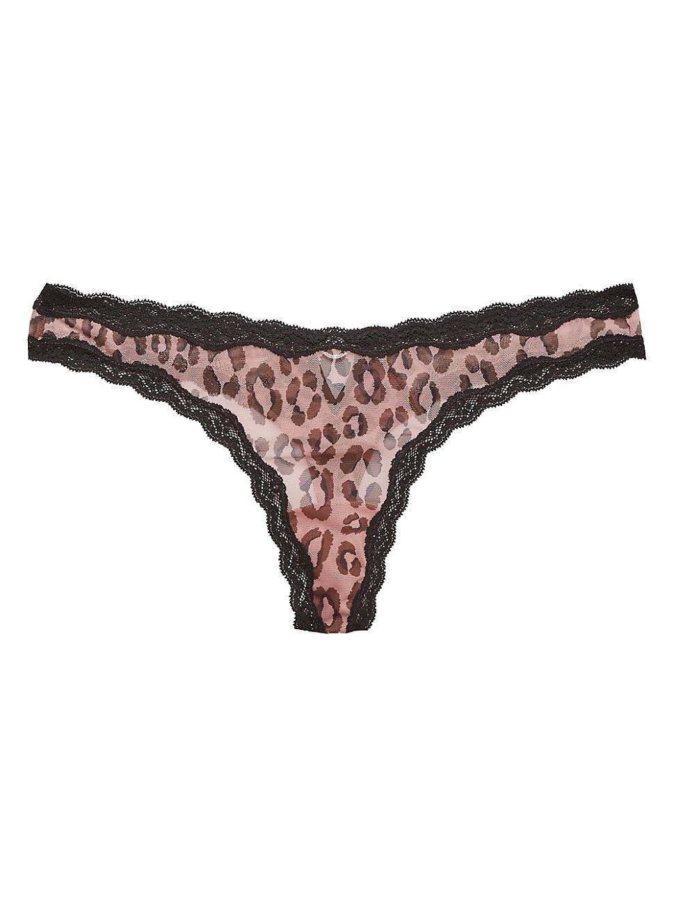 Womens Leopard Sheer Tulle Thong Product Image