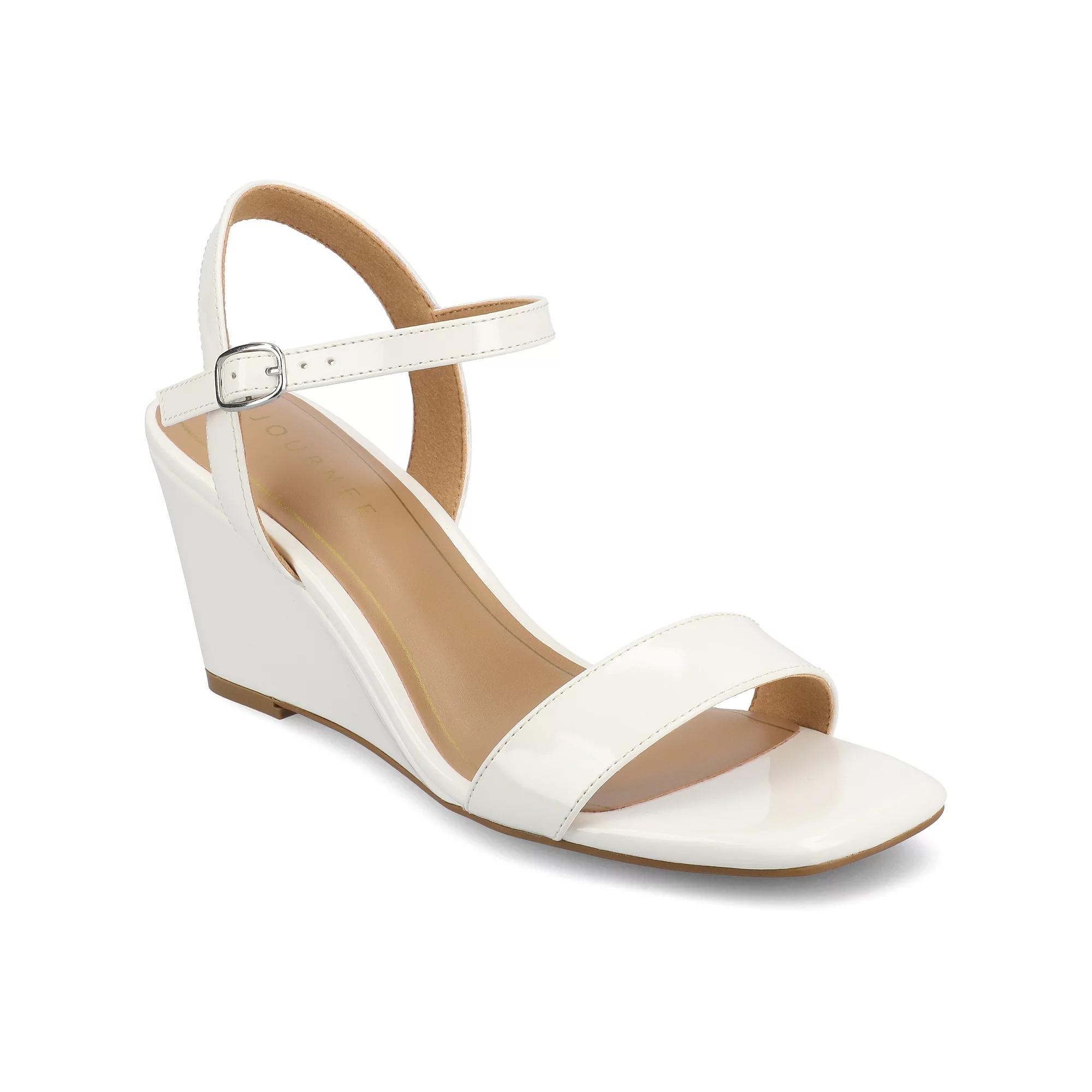 Journee Clayr Women's Ankle Strap Wedge Heels,  Product Image