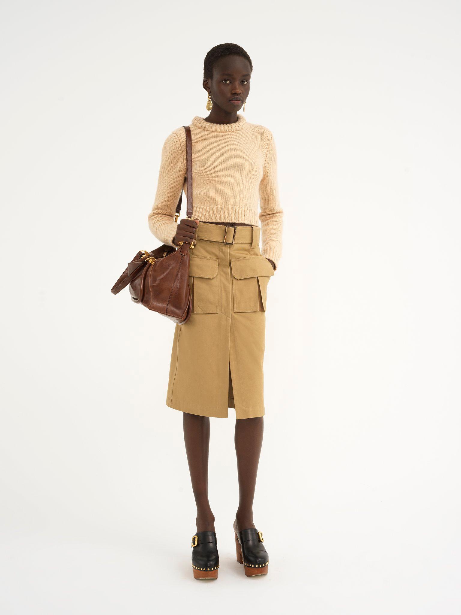 Saharienne midi skirt in cotton gabardine Product Image