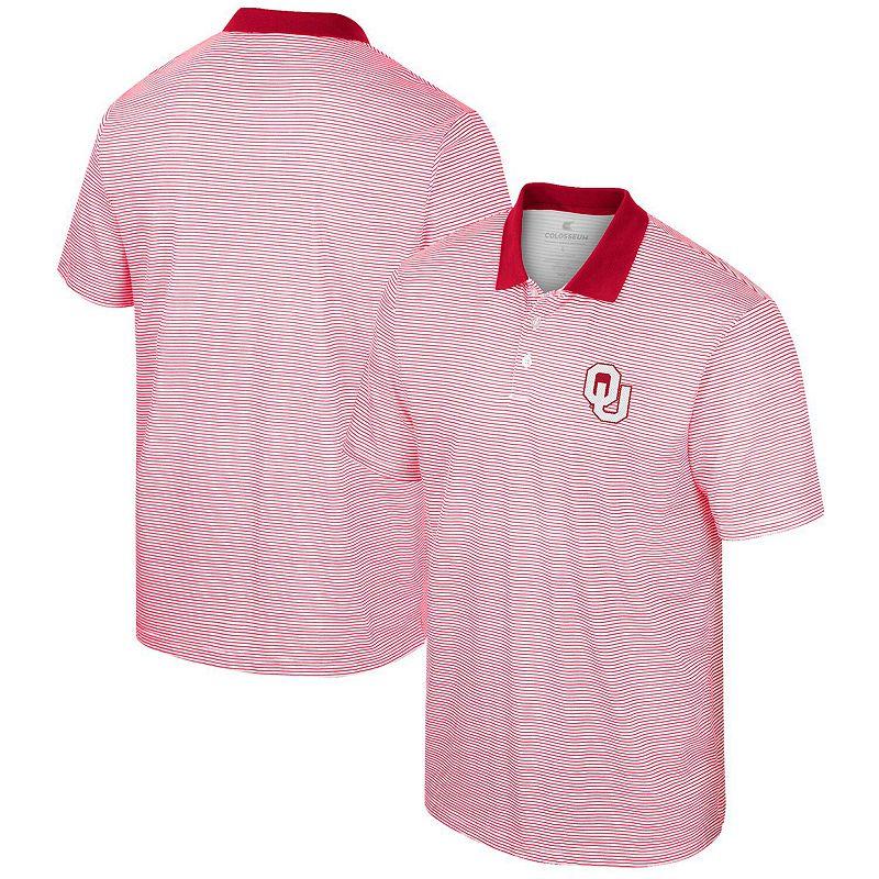 Men's Colosseum White Oklahoma Sooners Print Stripe Polo,  Product Image