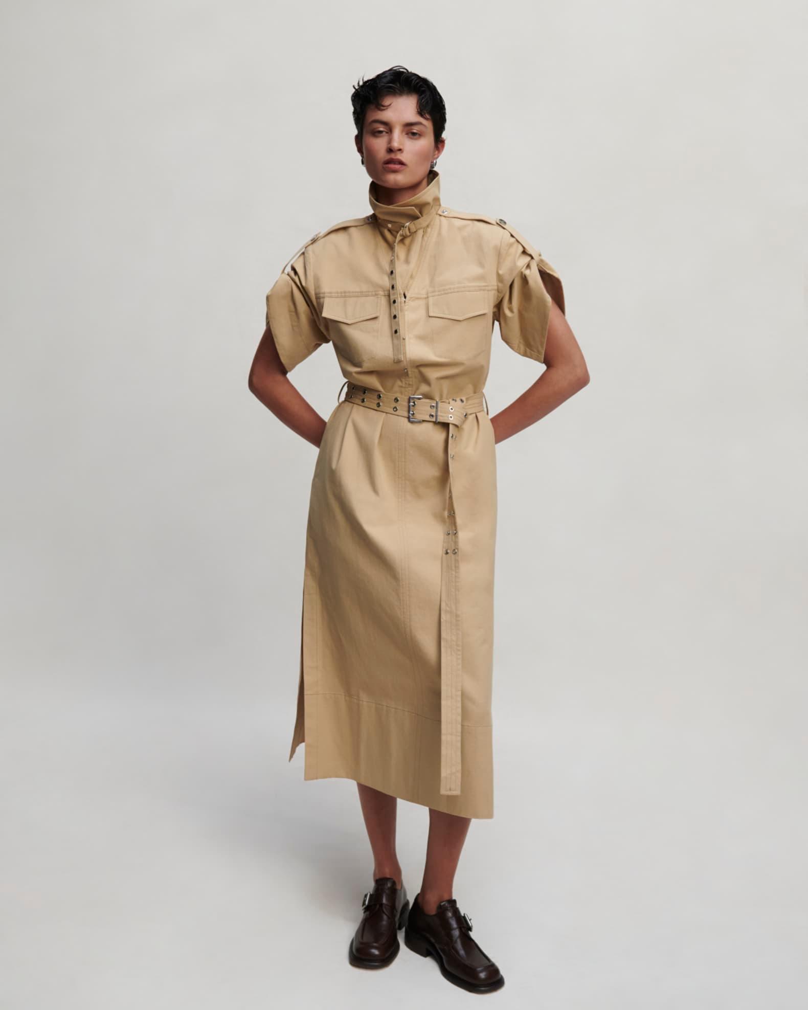 Cowl-Neck Summer Suiting Dress Product Image