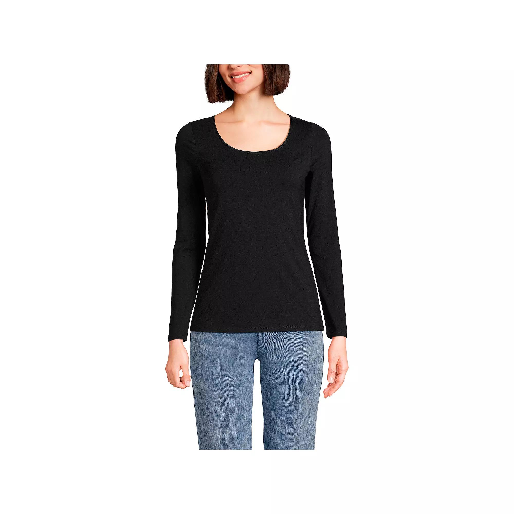 Women's Lands' End Lightweight Scoopneck Long-Sleeve Tee,  Product Image