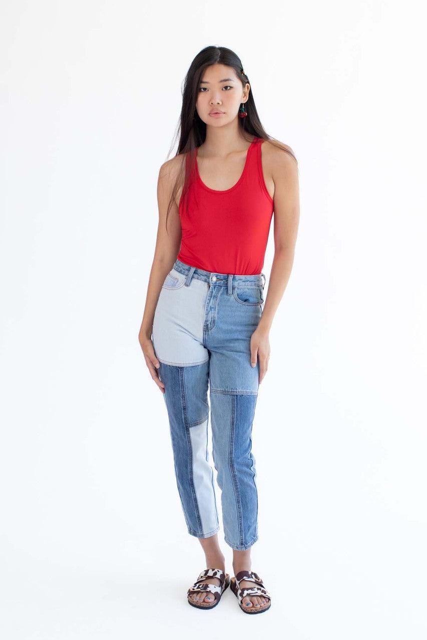 Patchwork Mom Jeans Product Image