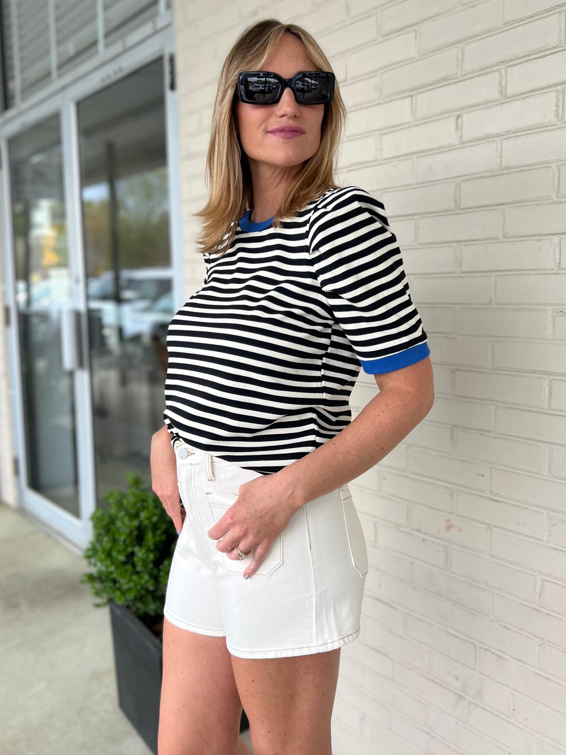 Marie Striped Short Sleeve Top Product Image