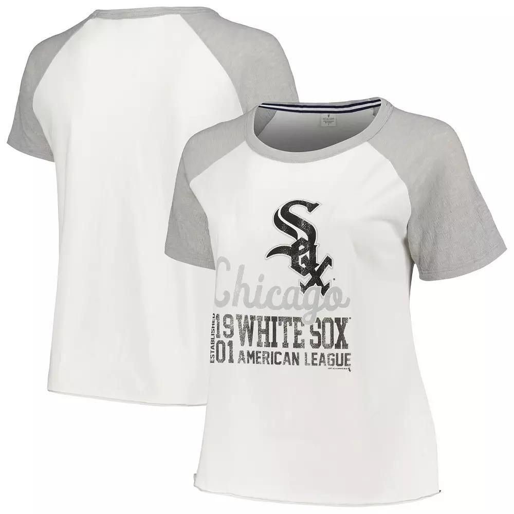 Women's Soft as a Grape White Chicago White Sox Plus Size Baseball Raglan T-Shirt, Size: 1XL Product Image