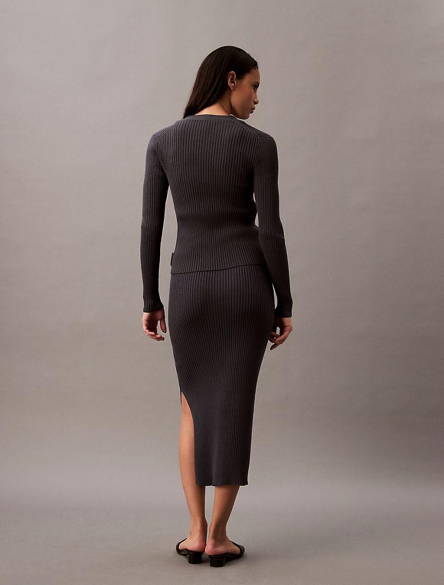 Smooth Cotton Rib Midi Skirt Product Image