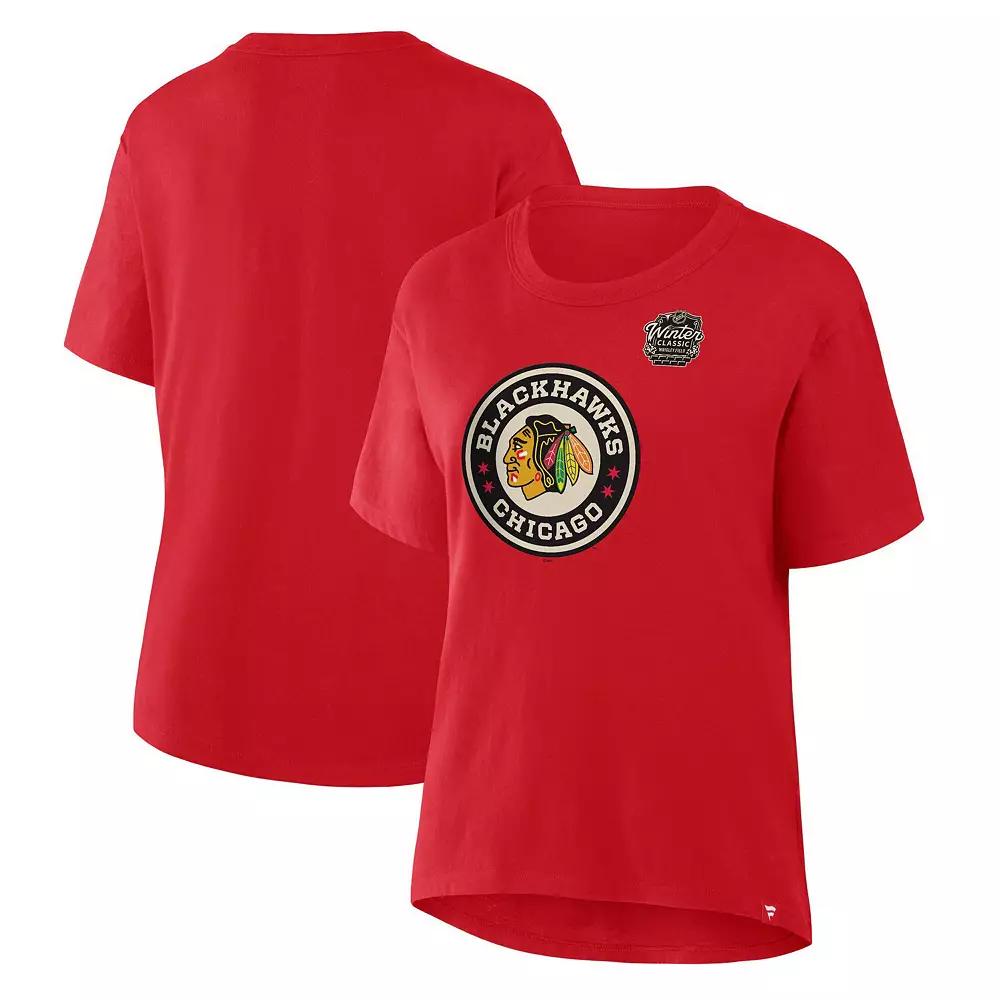 Women's Fanatics Athletic Red Chicago Blackhawks 2025 Winter Classic Primary Logo T-Shirt,  Product Image