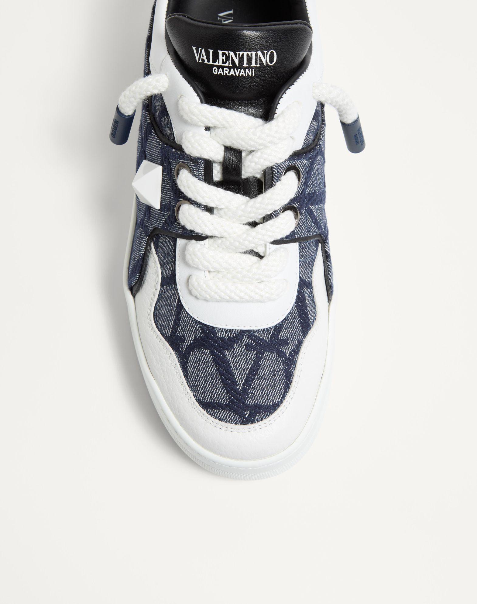 One Stud Xl Low-Top Sneaker In Denim-Effect Toile Iconographe Jacquard Fabric Product Image
