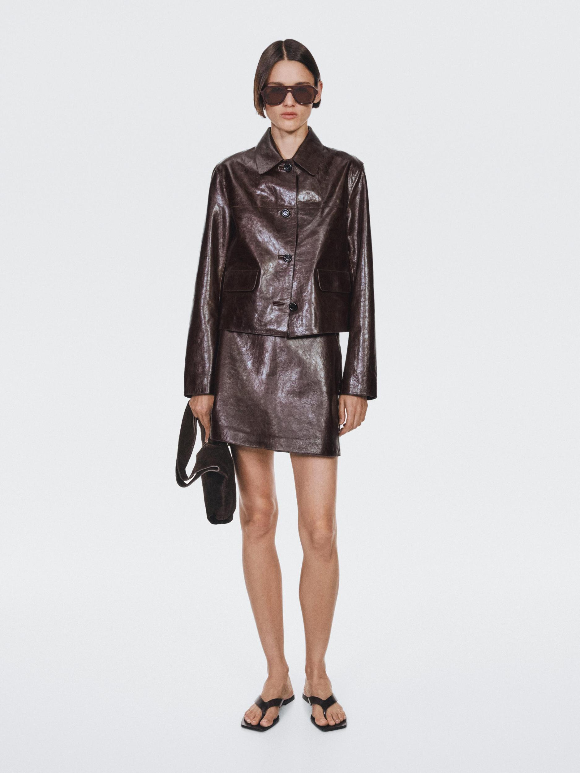 Short nappa leather skirt Product Image