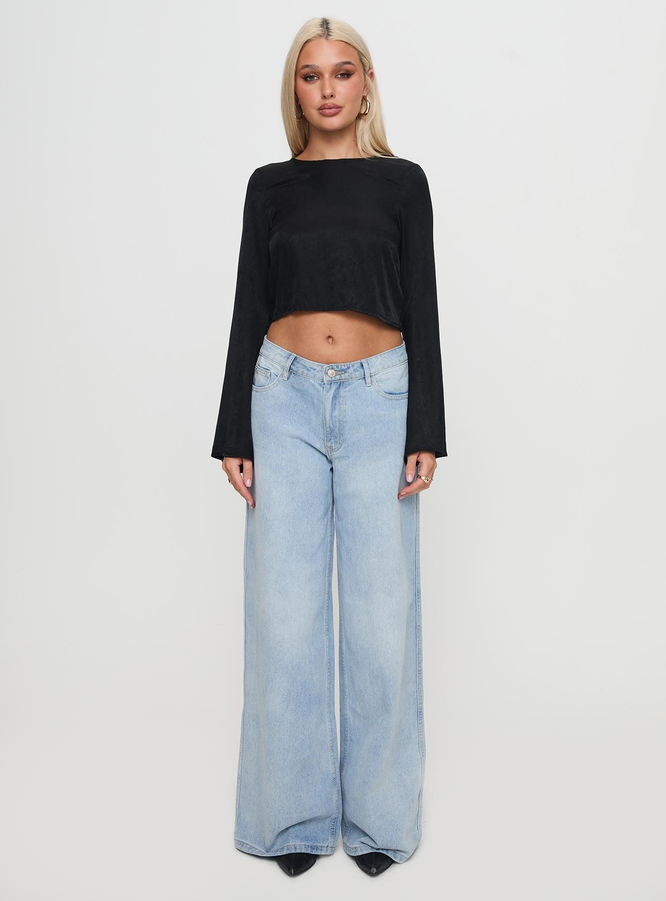 Rhydian Long Sleeve Tie Top Black Product Image