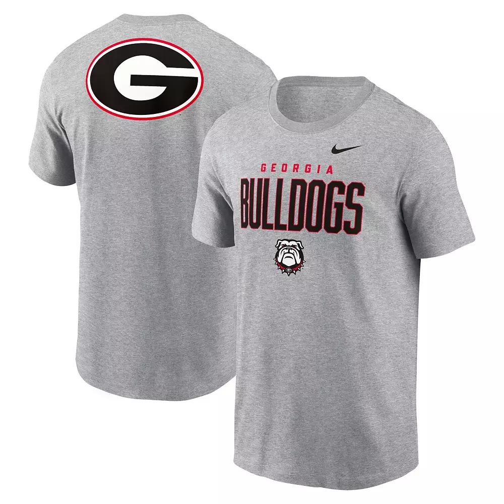 Men's Nike Heather Gray Georgia Bulldogs Campus 2-Hit Primary Mascot T-Shirt,  Product Image