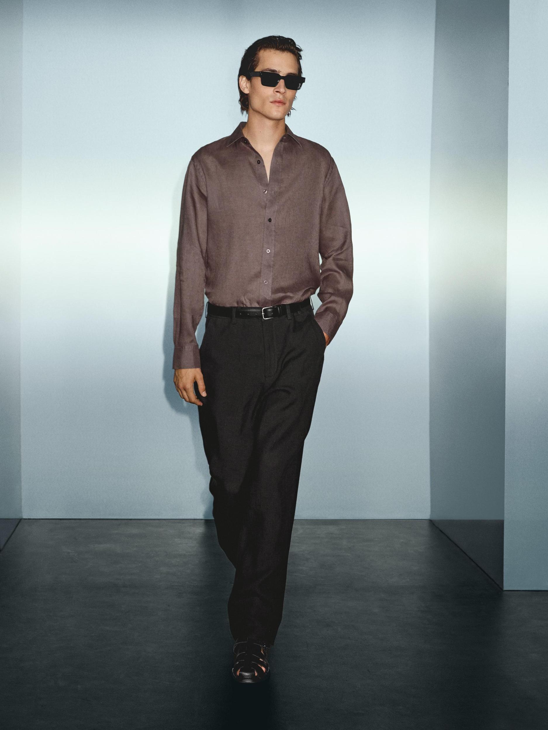 Slim fit shirt 100% linen Product Image