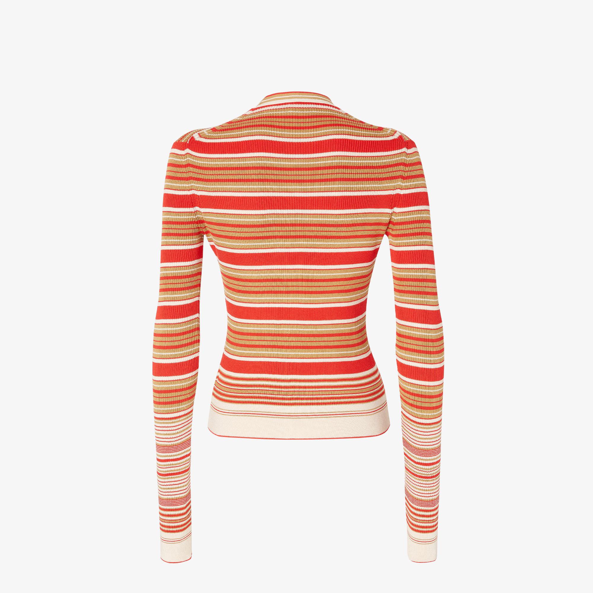 CardiganRed and beige striped cotton and silk cardigan Product Image