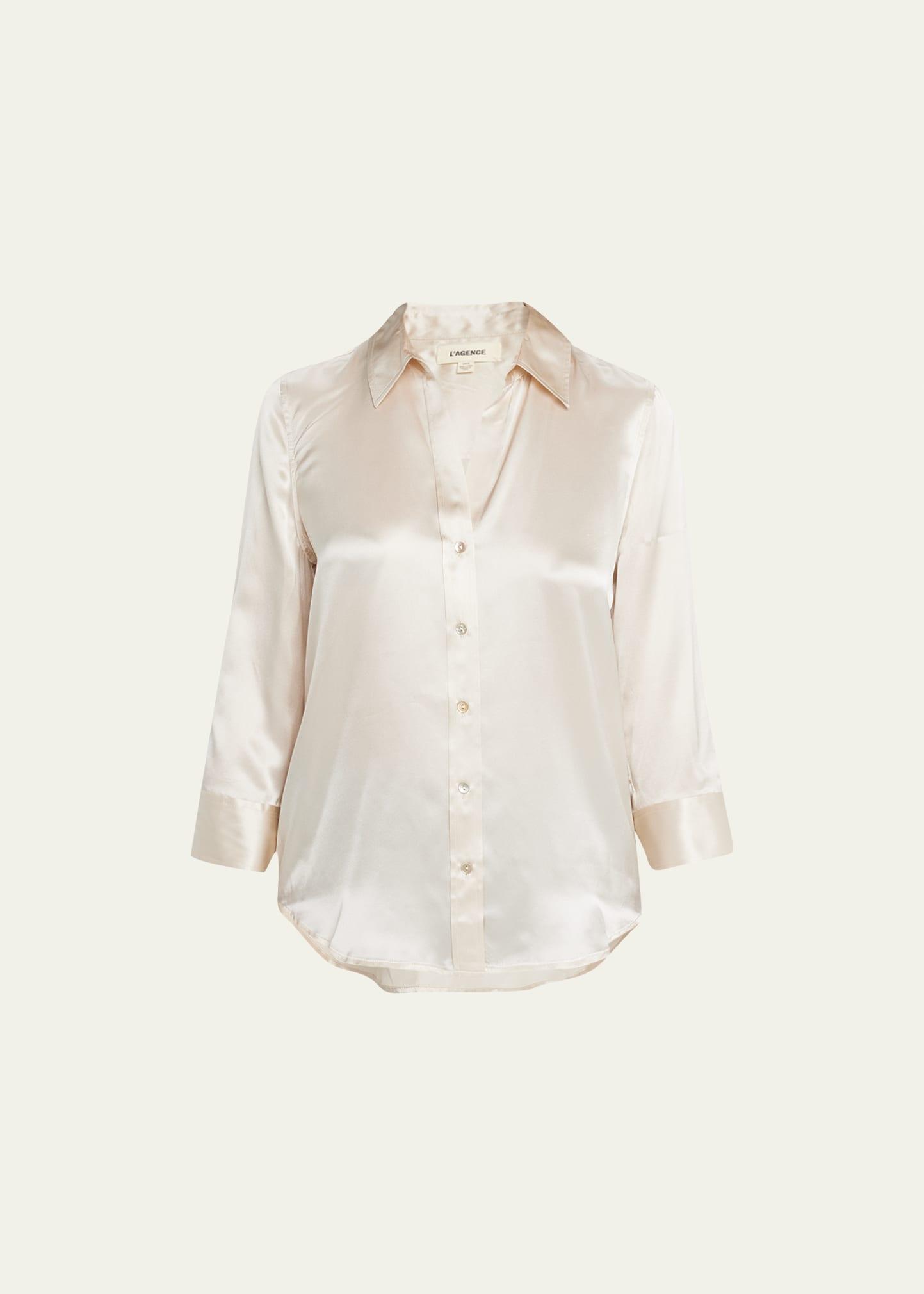 Womens Dani Three-Quarter Sleeve Silk Shirt Product Image