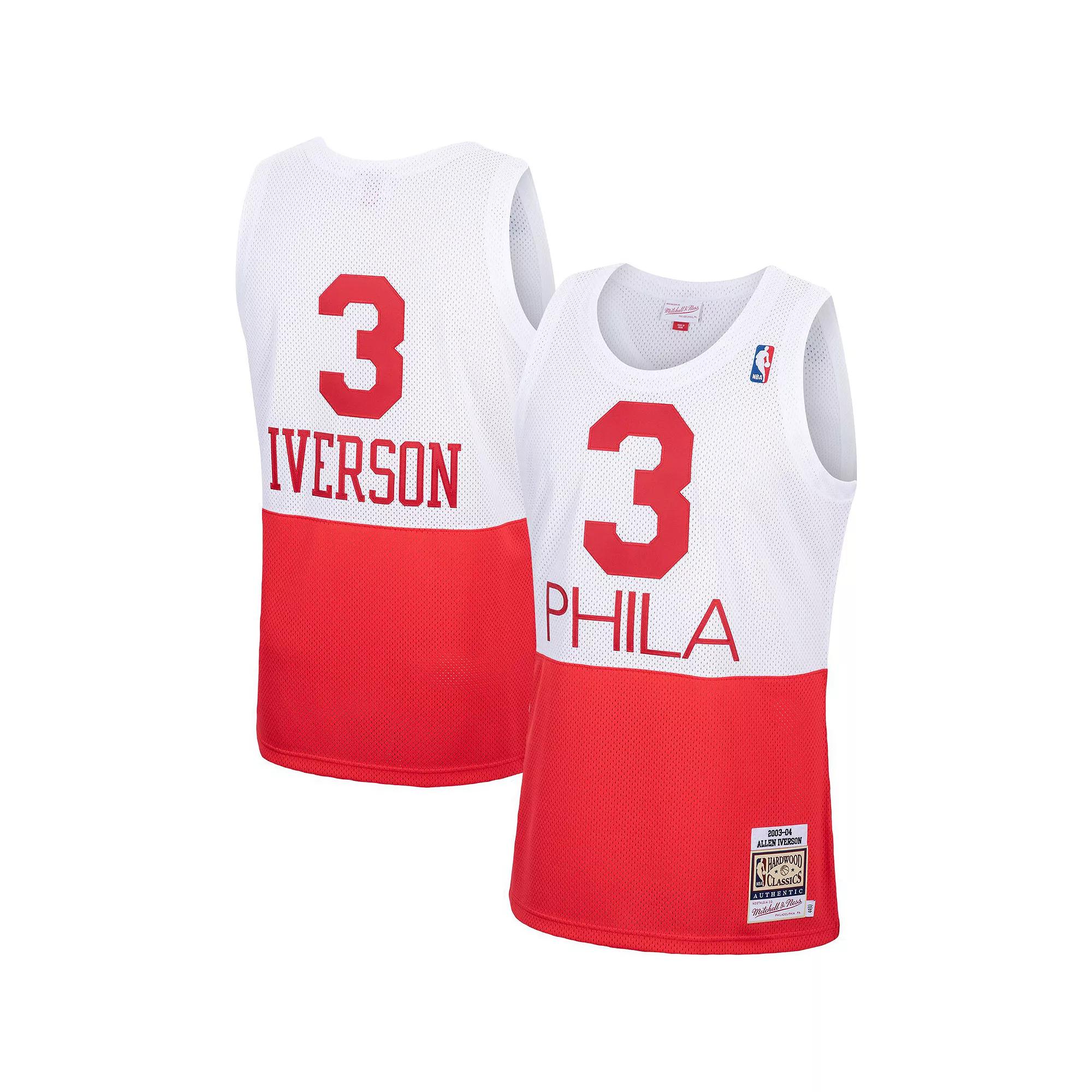 Mens Mitchell & Ness Allen Iverson White Philadelphia 76ers Hardwood Classics Authentic Jersey Product Image