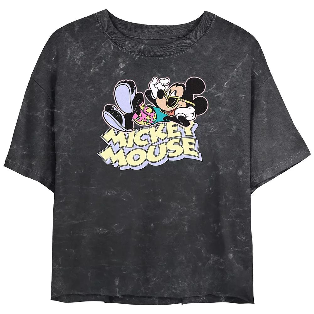 Disney's Mickey Mouse Vacay Mickey Mineral Wash Juniors' Cropped Graphic Tee, Women's,  Product Image