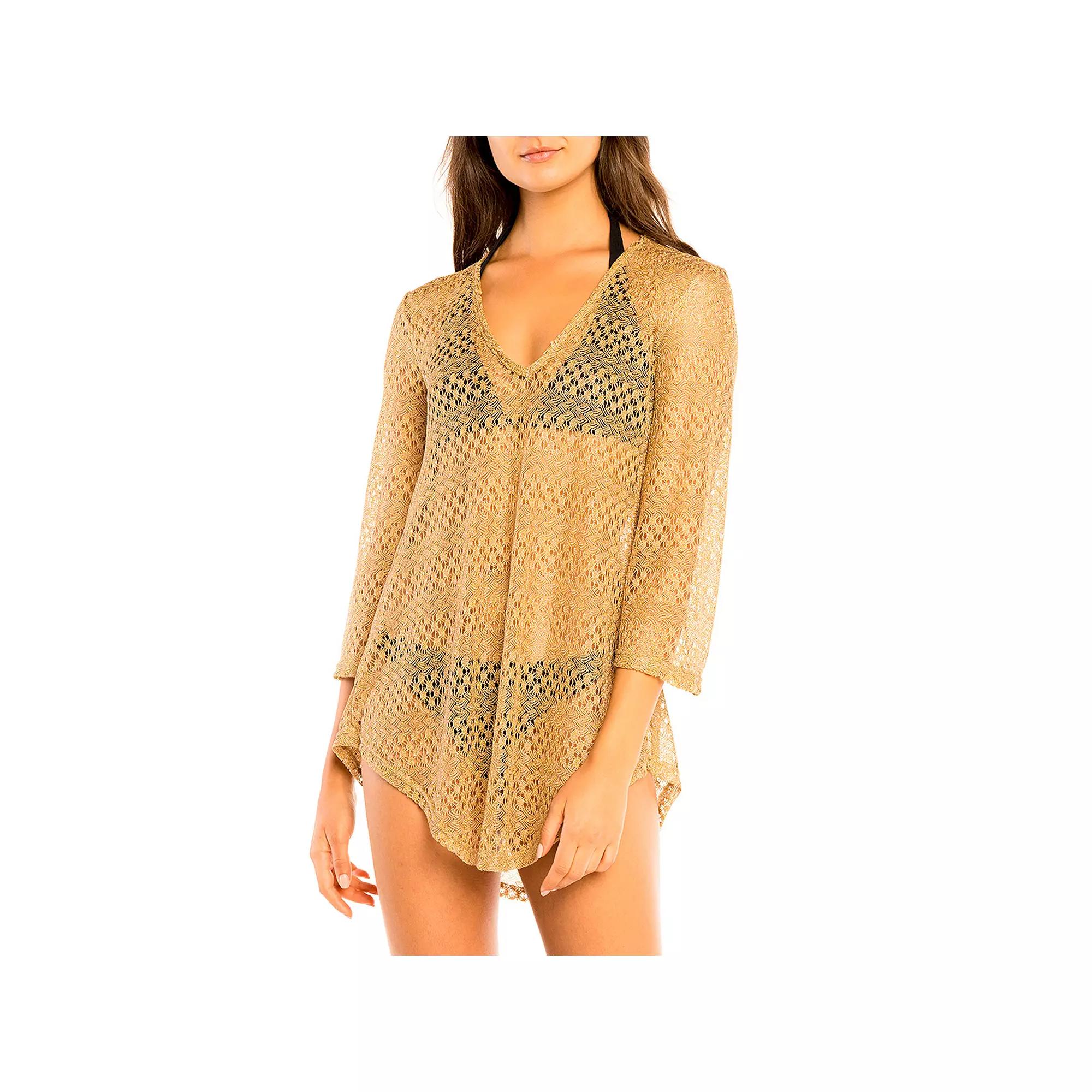 Women's Jordan Taylor Beachwear Shirttail Tunic Cover Up, Size: XL, Gold Product Image