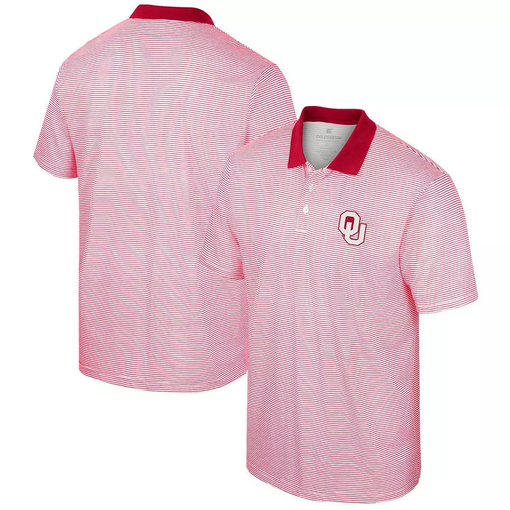 Men's Colosseum White Oklahoma Sooners Print Stripe Polo,  Product Image