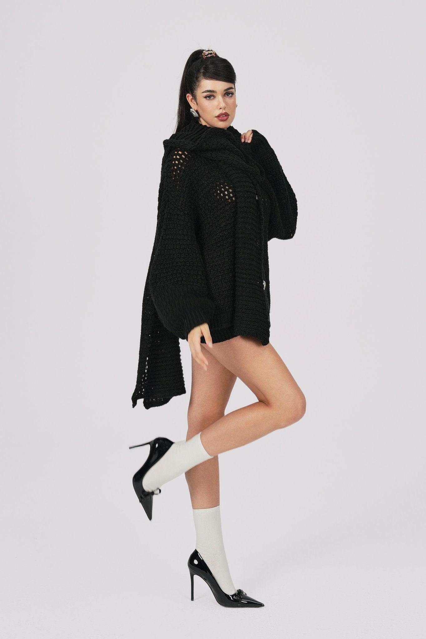 Alexis Cardigan + Scarf Set (Black) (Final Sale) Product Image
