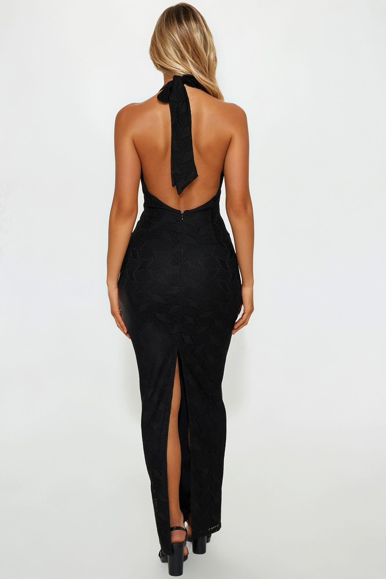 Katy Crochet Backless Maxi Dress - Black Female Product Image