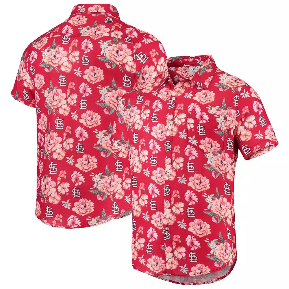 Men's FOCO Red St. Louis Cardinals Floral Linen Button-Up Shirt, Size: Small Product Image