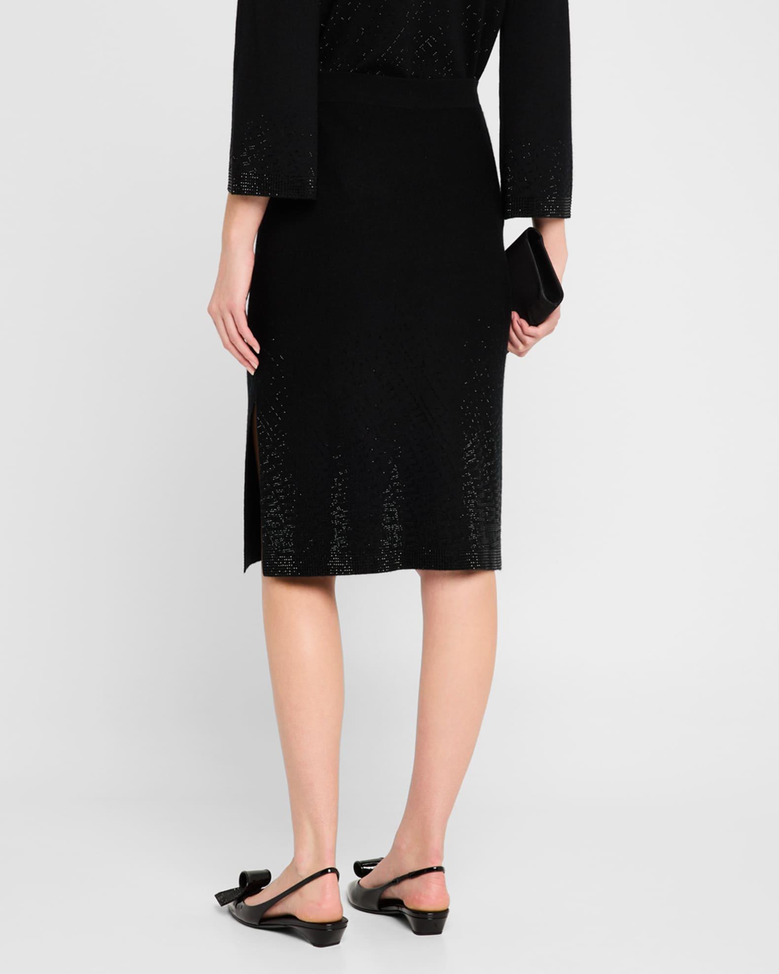 Cashmere Rhinestone-Embellished Pencil Skirt Product Image