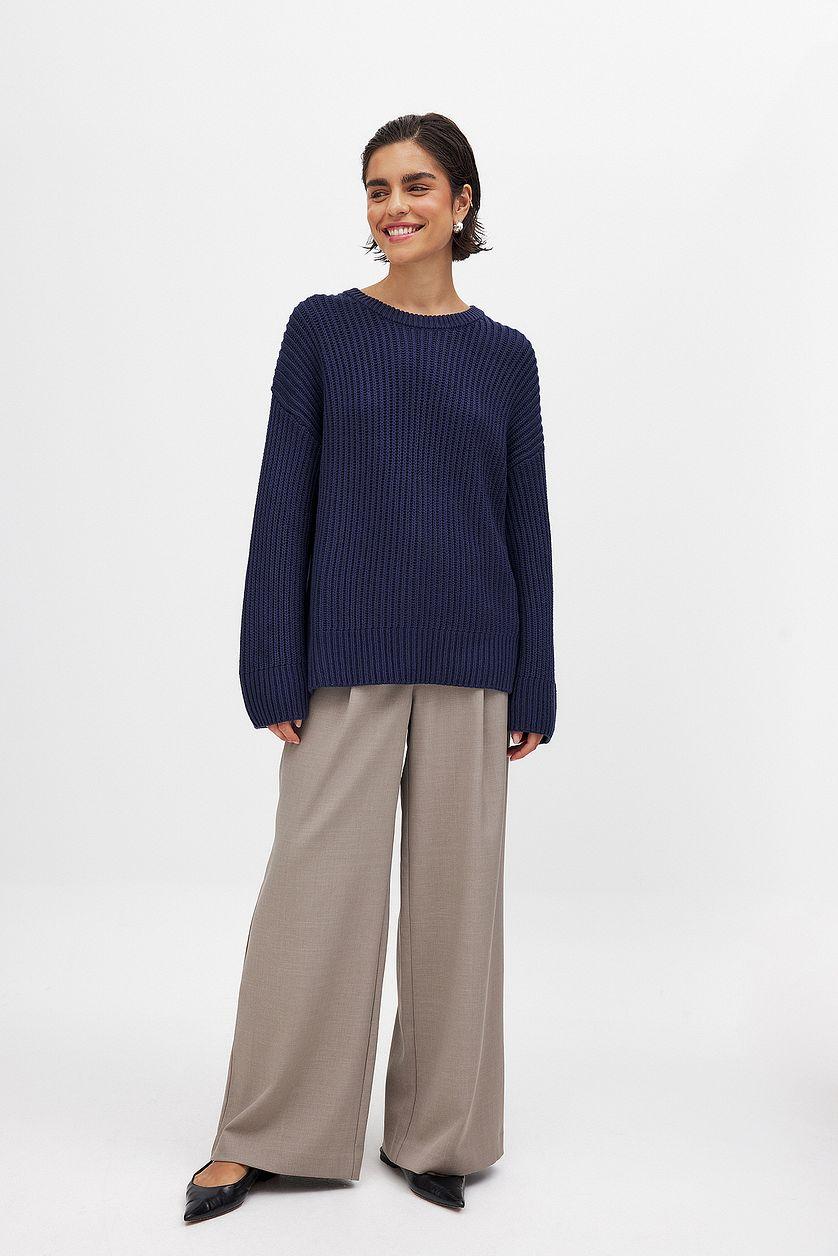 Round Neck Knitted Sweater Product Image