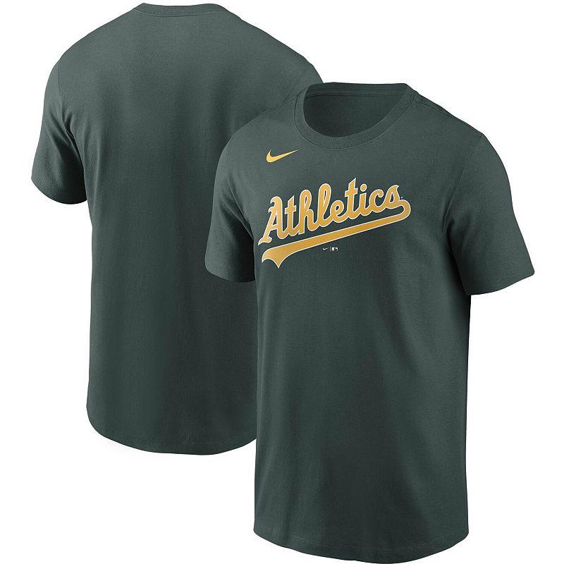 Men's Nike Green Oakland Athletics Team Wordmark T-Shirt, Size: Small Product Image