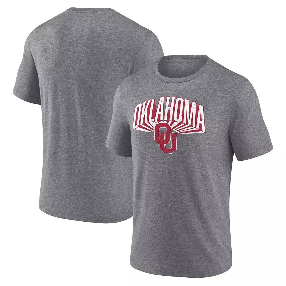 Men's Fanatics Gray Oklahoma Sooners Heritage Tri-Blend 3D Burst T-Shirt,  Product Image