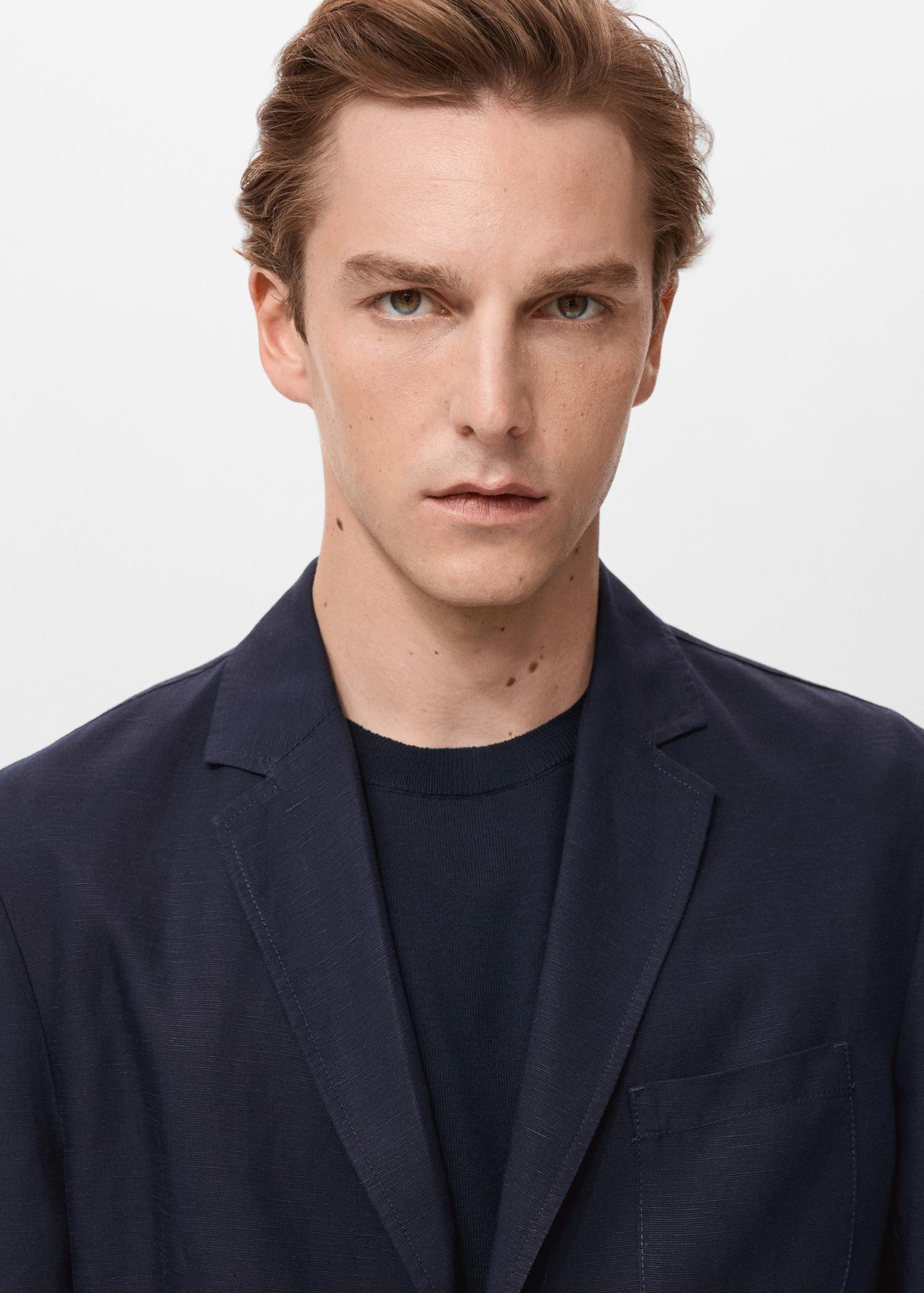 Slim fit linen suit blazer - Men | MANGO USA Product Image