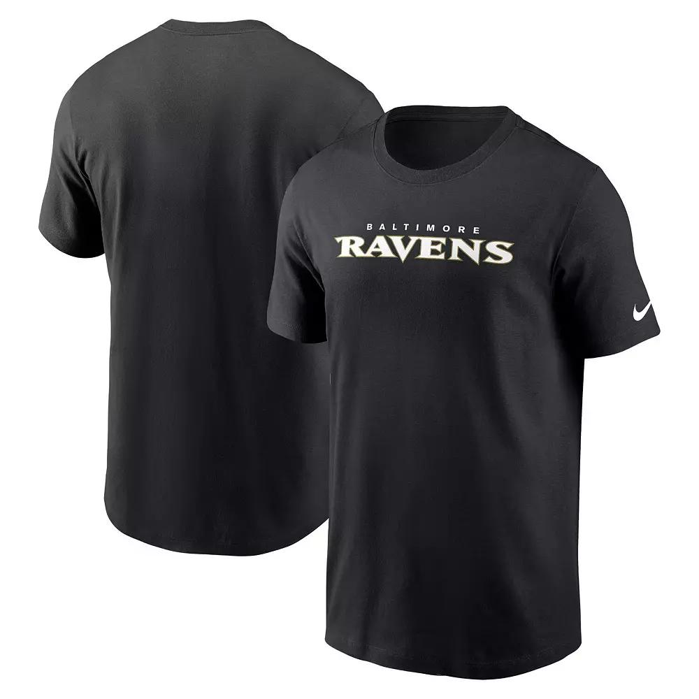 Men's Nike Black Baltimore Ravens Primetime Wordmark Essential T-Shirt,  Product Image
