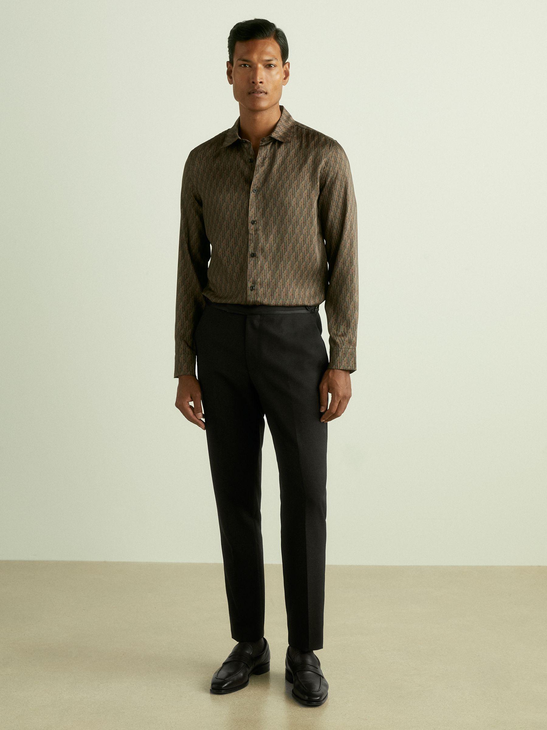 Monogram-Print Twill Shirt in Dark Brown Product Image