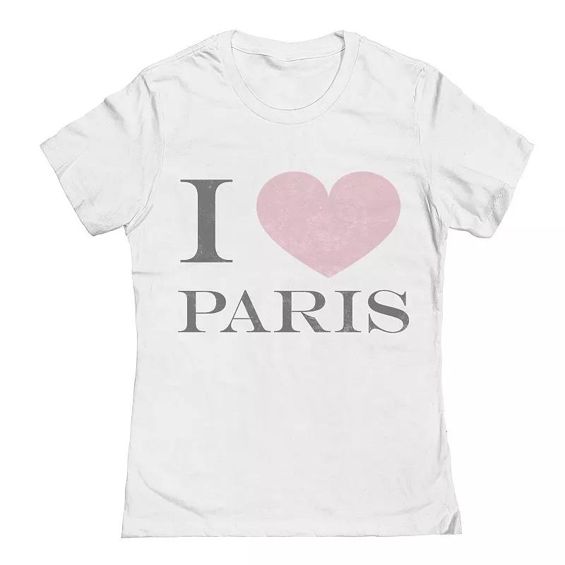 Junior's I Love Paris Valentine's Day Graphic Tee, Women's, Size: Small, White Product Image