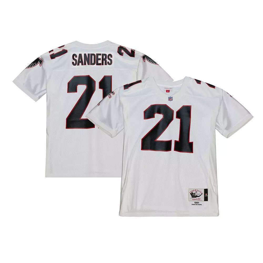 Men's Mitchell & Ness Deion Sanders White Atlanta Falcons 1991 Authentic Jersey, Size: 44 Product Image